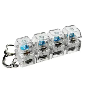 Keyboard Fidget Keychain, 4-In-1 Decompression Button, Stress Relief Fidget Gift, Transparent Color