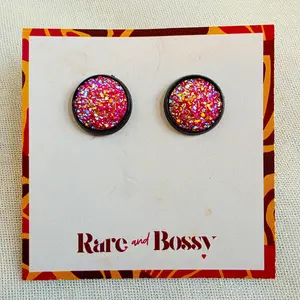Rose Pink Druzy Studs