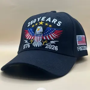 US 250th Anniversary Embroidered Cap, Structured Baseball Hat with Eagle Design, 1776–2026 USA Patriotic Adjustable Hat, Classic Outdoor Casual Headwear