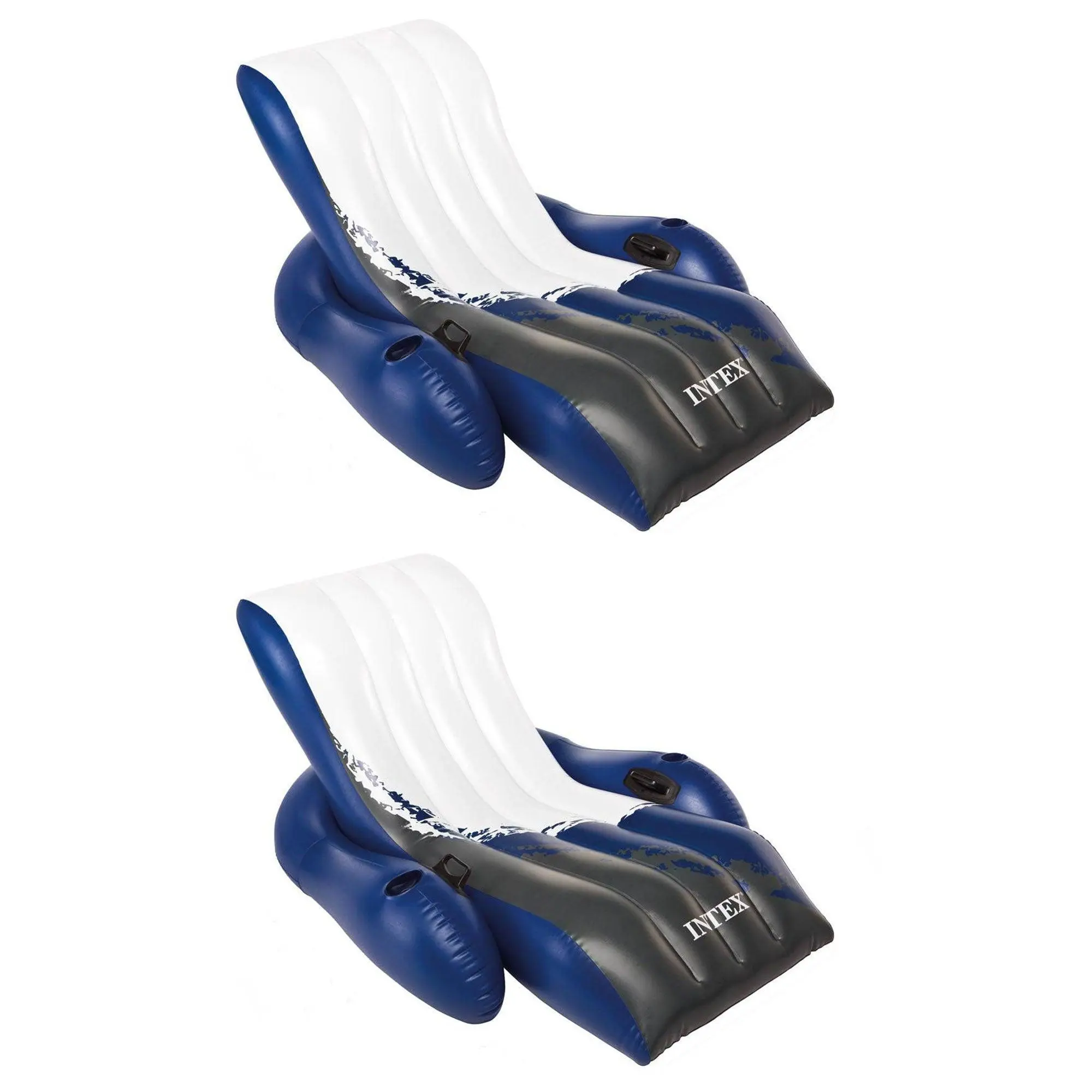 Intex Inflatable Floating Comfortable Recliner Lounges with Cup Holders (2 Pack) Intex Inflatable Floating Comfortable Recliner Lounges with Cup Holders (2 Pack)
