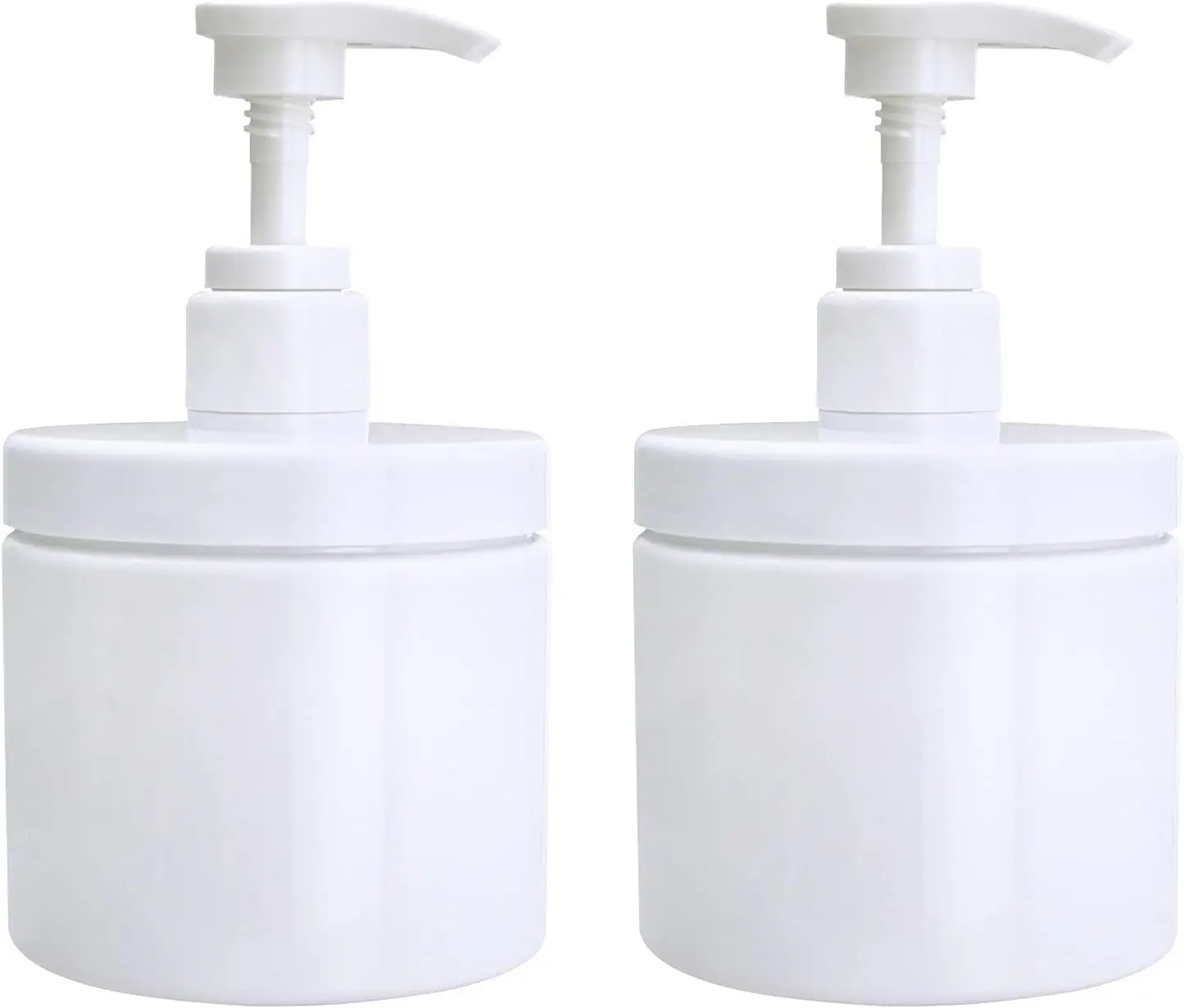 2PCS 500ml Pump Bottle Dispenser White Plastic Pump Bottles