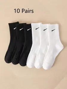 Men's 10-Pack Crew Socks, Breathable & Moisture-Wicking Design, Ideal for Running, Training, Daily Wear