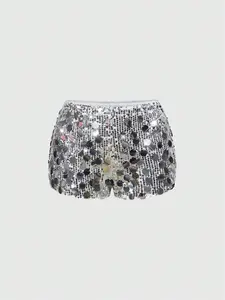 Women's sequin punk mini sexy fashionable ultra-low-rise micro shorts, suitable for summer beach, graduation ceremonies, Easter concerts, Nashville vacations, music festivals, and other occasions.