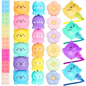 4 Pcs 20 Pcs Cute Mini Highlighter Pens for School Stackable Kawaii Marker Pens Classroom Pastel Color Highlighters Cute Stationary Marker for Back to School Gift