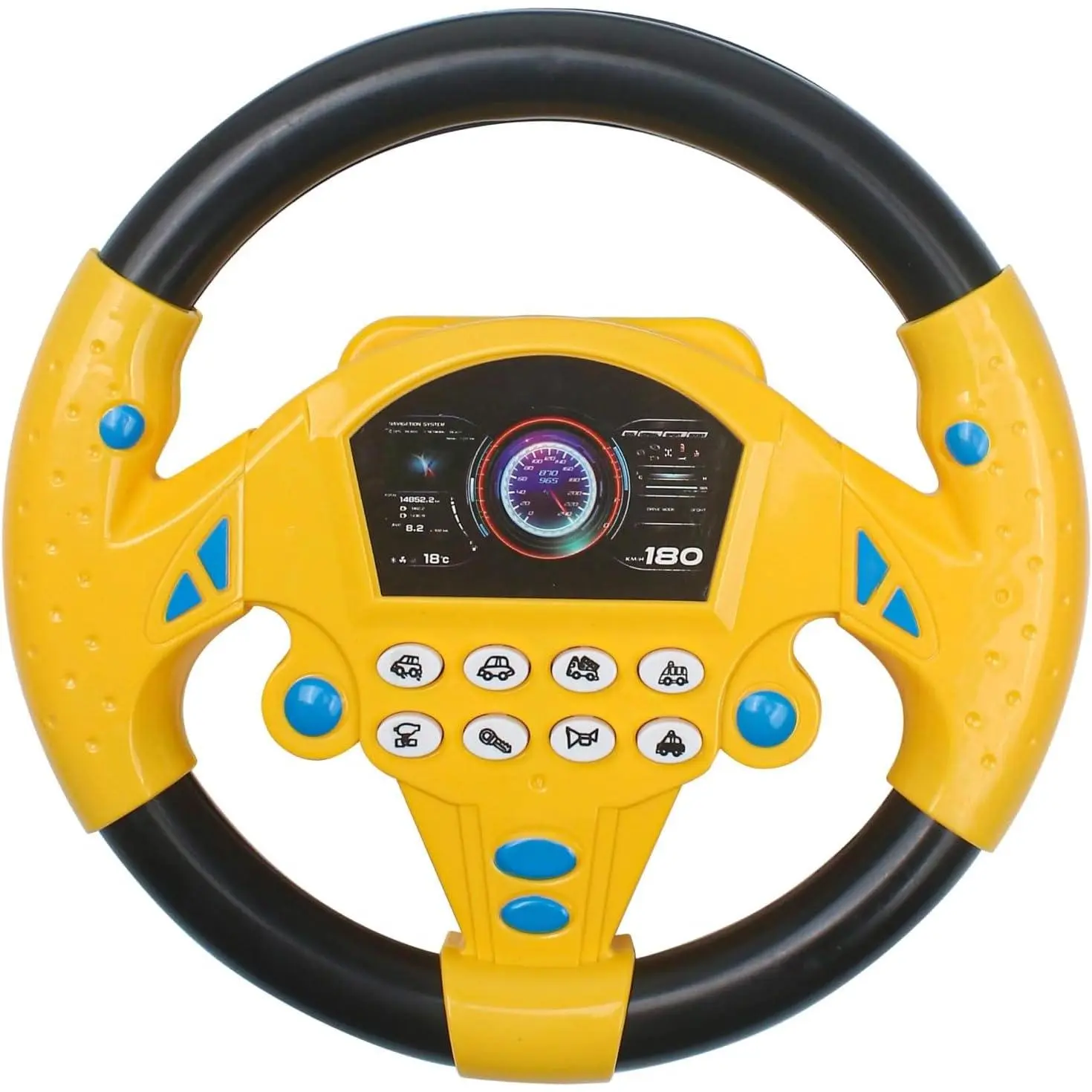 Steering Wheel Toy for Kids, Toy Steering Wheel for Car, Simulated Driving Controller with Realistic Engine Sounds and Musical Learning Modes, Early Educational Toy for Car Backseat (Yellow)