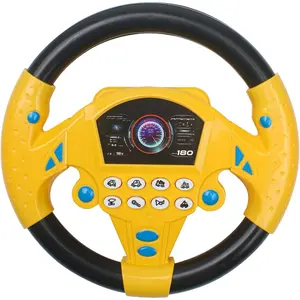 Steering Wheel Toy for Kids, Toy Steering Wheel for Car, Simulated Driving Controller with Realistic Engine Sounds and Musical Learning Modes, Early Educational Toy for Car Backseat (Yellow)