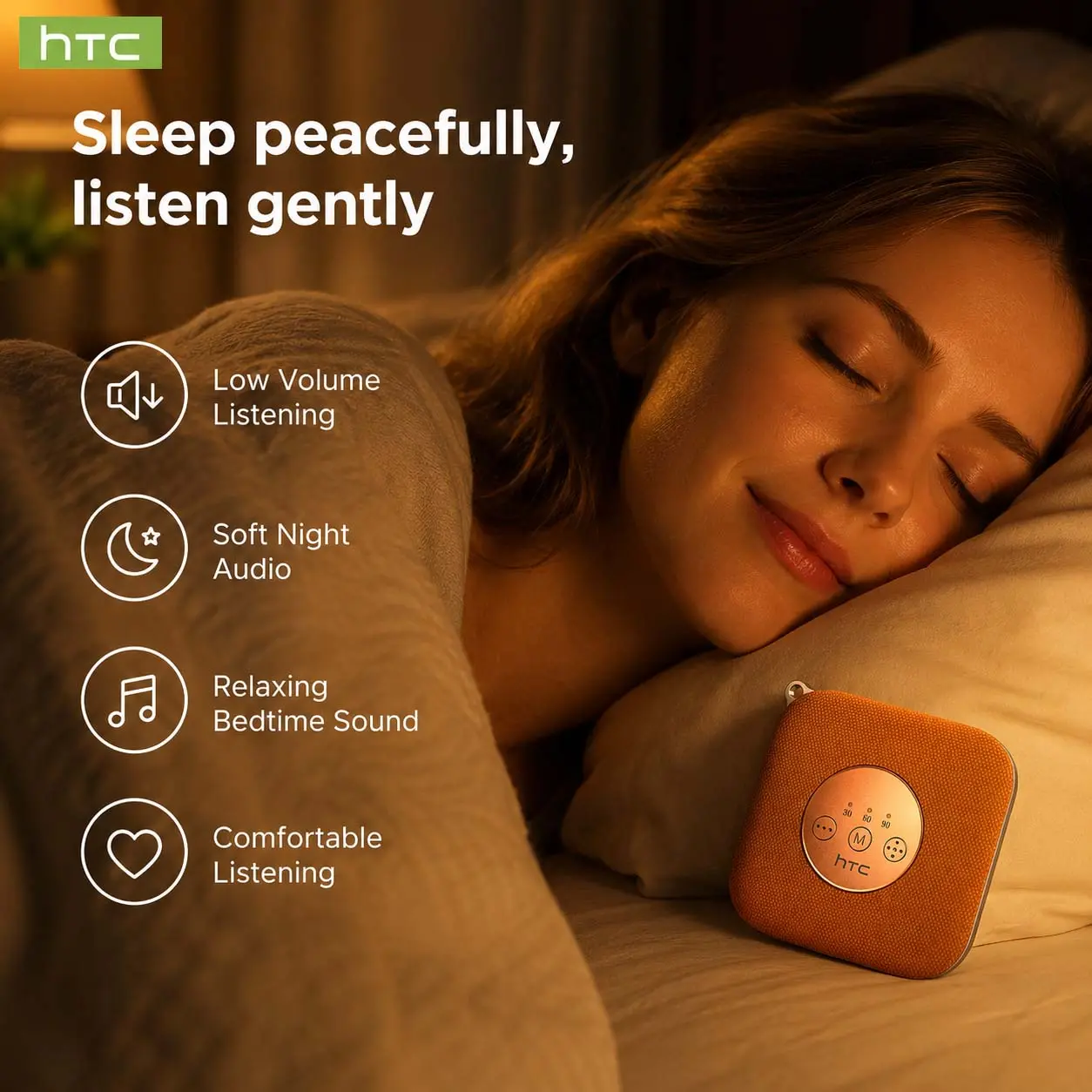 HTC WS02 Pocket White Noise Bluetooth Speaker, Portable Sleep Aid Speaker for Insomnia Relief & Stress Reduction