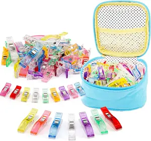 Sewing Clips 100 Pcs Quilting Clips 80 Small +20 Large Fabric Clips Assorted Colors & Sizes, Multipurpose Plastic Clips Craft Clips Sewing Supplies Quilting Accessories Crafting Tools