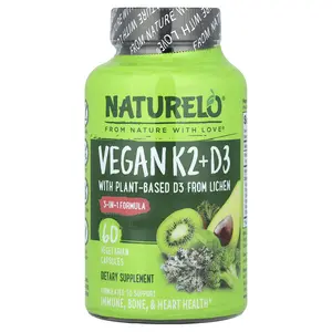 NATURELO Vegan Vitamin K2 + D3, 60 Vegetarian Capsules NATURELO Vegan Vitamin K2 + D3, 60 Vegetarian Capsules