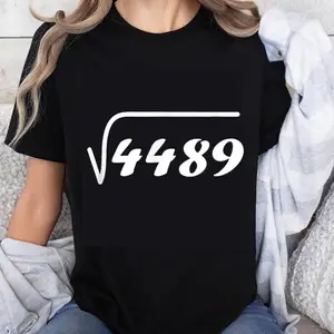 100% Cotton Fashion Garment Math Square Root of 4489 T-Shirt Funny Mathematics Equation Unisex Casual Tee Shirt for Students and Teachers