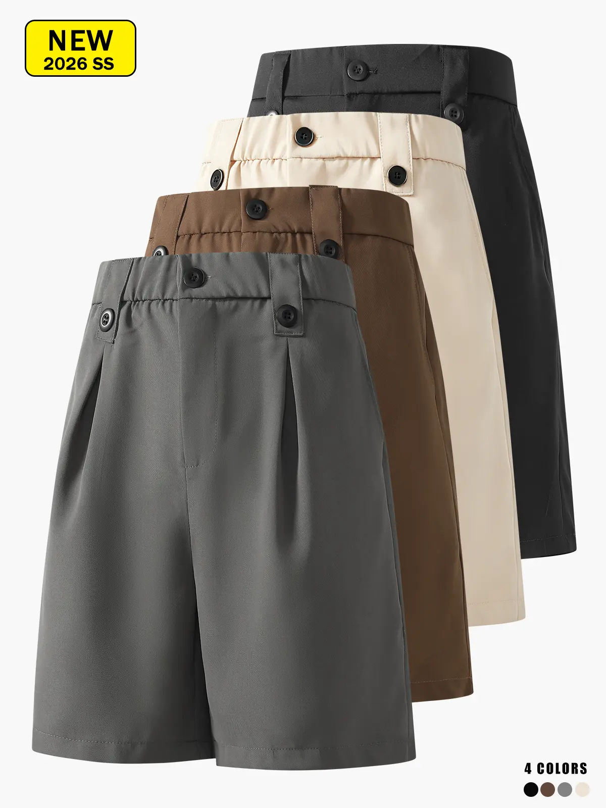 Men’s lightweight suit shorts, 2026 new model, loose drape, straight cut, business casual, knee-length
