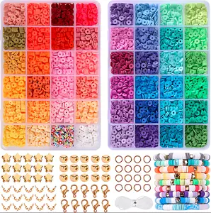 4800pcs Vibrant Clay Beads: Assorted Colors and Shapes, Perfect for Jewelry Making, Crafts, and DIY Projects, High-Quality Polymer Clay Beads.
