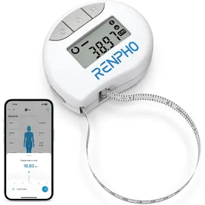 RENPHO Body Measuring Tape, Smart Tape Measure for Weight Loss, Bluetooth Tape with App, Retractable Tape for Measuring Waist, Hip, Bust, Arms, Muscle Gain, Fitness Equipment, 60In /150Cm, White RENPHO