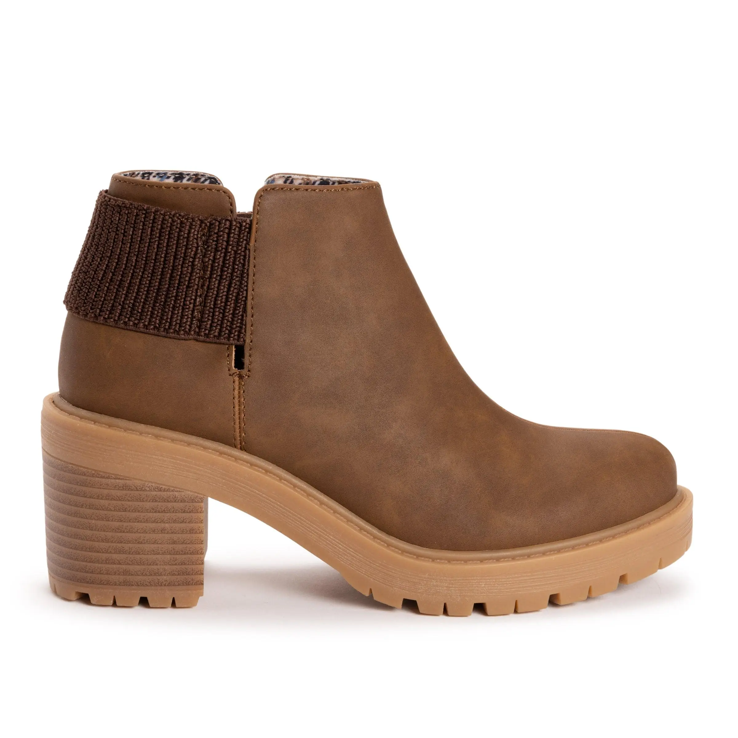 Muk Luks Women's Lucy Lula Ankle Boots with Padded Sweater Cuff - Casual Stack Heel Walking Shoes with a Memory Foam Insole, Footwear