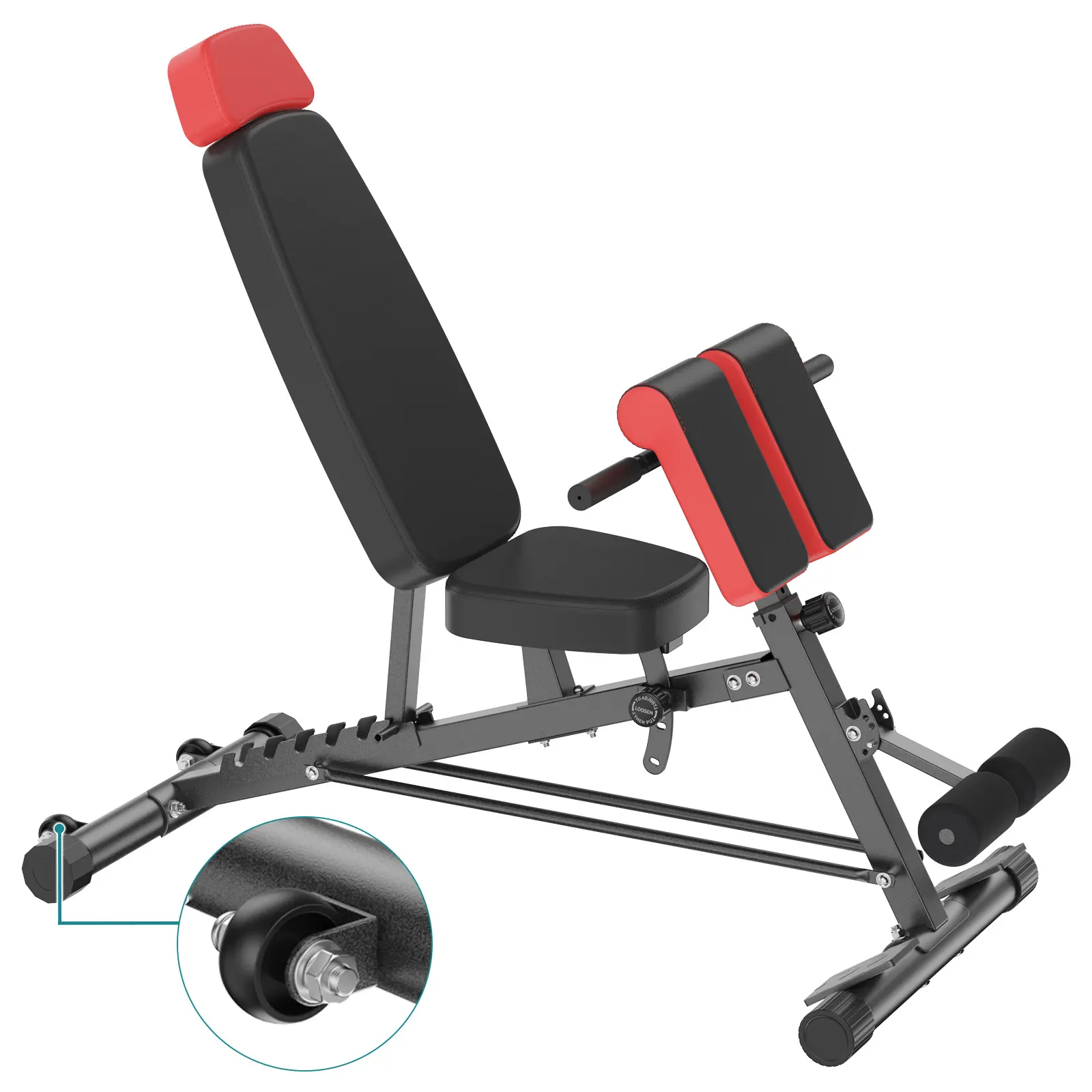 Adjustable Weight Bench, 660 LBS Workout Bench Press with 2 Wheels | Heavy Duty Chest Press Machine for Home Gym with Hyper Back Extension, for Incline Decline Sit Up Flat