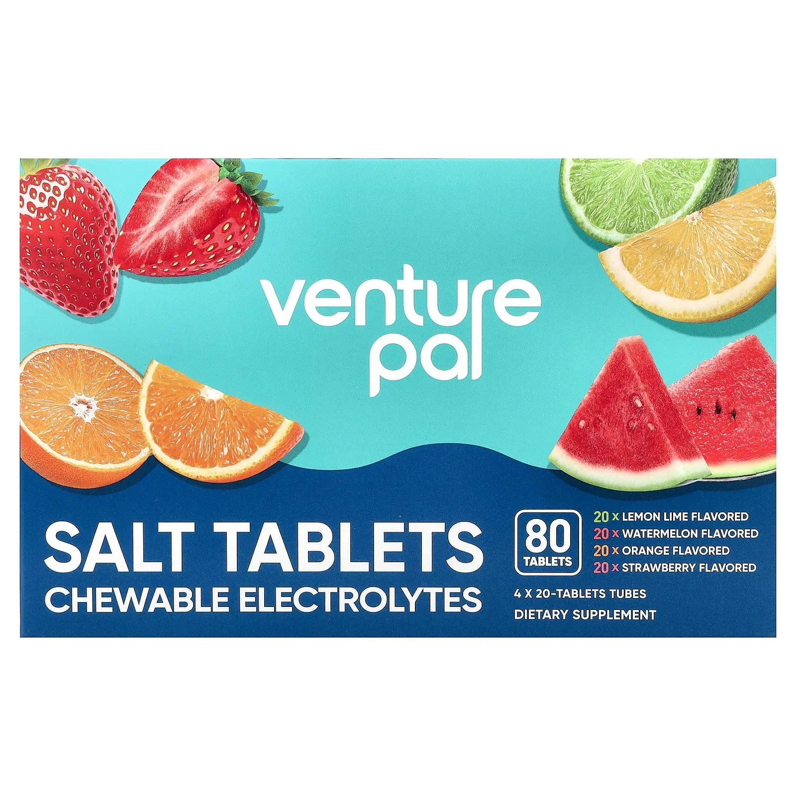 Venture Pal Salt Tablets Chewable Electrolytes, Variety Pack, 80 Tablets