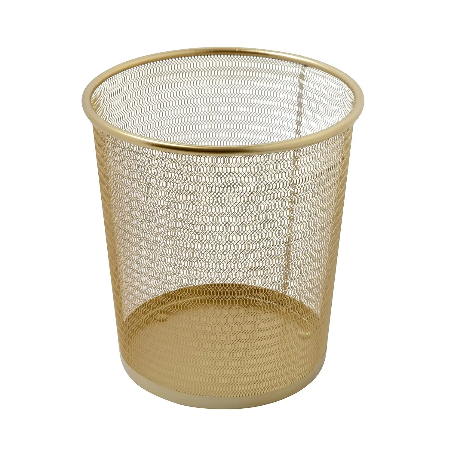 Martha Stewart Ryder Steel Mesh Wastebasket - 4.5 Gal, Gold Finish, Home Care Supply Bin