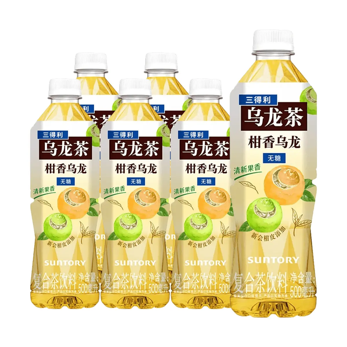 Suntory China Citrus Oolong Tea 500ml x 6 Pack - Zero Sugar, Zero Calorie, Zero Fat - Refreshing Orange Blossom Flavor