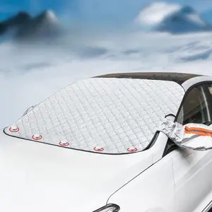 Winter Car Windshield Cover with Magnetic Ear Covers, Snow Blocker Sunshade, Thickened Frost Protection, Outdoor Use, Summer Sunscreen