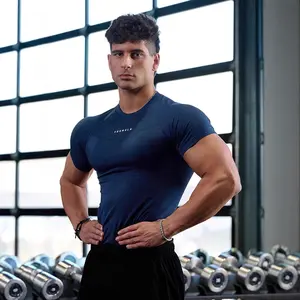 New Men's Fitness Wear High Elasticity Training Short Sleeve T-Shirt Trainer Sports Tights Men's Casual Short Sleeve