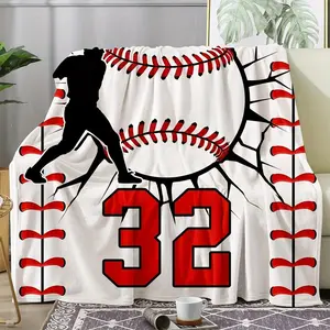 Personalized Baseball Blanket with Name & Number - Custom Baseball Player Design, Soft Flannel Throw for Sports Fans, Machine Washable All-Season Gift for s, Men, Sports Lovers