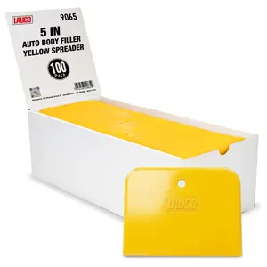 Lauco 5" Reusable Plastic Auto Body Filler Spreaders, Yellow, 100-Pack, Model 9065, Automotive Repair Tools