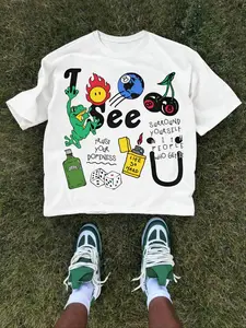 Men's Regular Fit Cartoon Figure Print Round Neck Tee, Casual Street Short Sleeve T-shirt for Summer, Menswear for Daily Wear, Top, Casual Stylish Tee