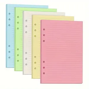 50 sheets A5 Colored Loose-Leaf Filling Paper Binder Refill for 6-Ring Reusable Clip Books - Perfect for Daily Planning and Note-Taking, Ten in each of the five colors