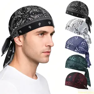5-Pack Paisley Print Bandana Set | Adjustable Tie-Back Headwraps | Breathable Cycling Skull Caps & Helmet Liners | Unisex Pirate-Style Sports Headwear summervibes,summervibes