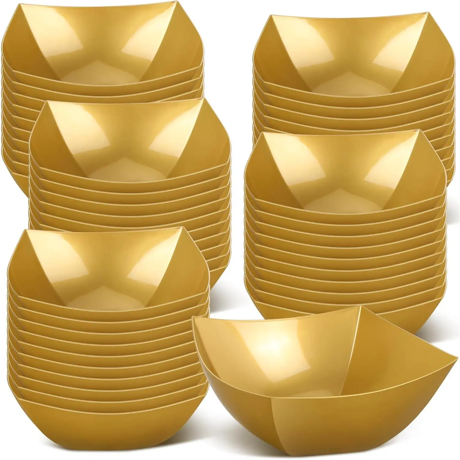 50 count Square Plastic Serving Bowls Disposable Snack Salad Bowl Small Party Candy Bar Containers Taco Bar Serving Dishes for Buffet Chips Fruit(,16 oz)