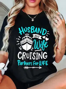 100% Cotton  Cruising Vacation Essential Cruise Husband And Wife T-Shirt