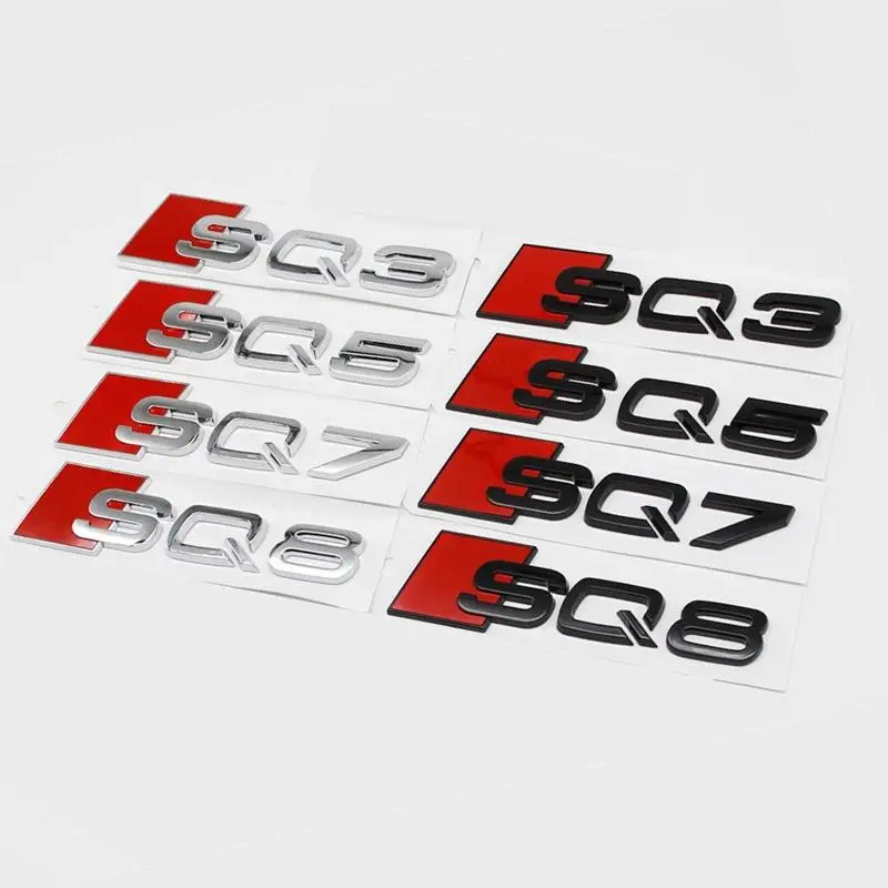 3D Abs Car Trunk Badge Sticker Decal, Compatible with Audi Rs R8 Sq3 Sq5 Sq7 Sq8 Models, Car Logo Decoration Accessory, Vehicle Exterior Decoration, Automobile Decals, Car Stickers