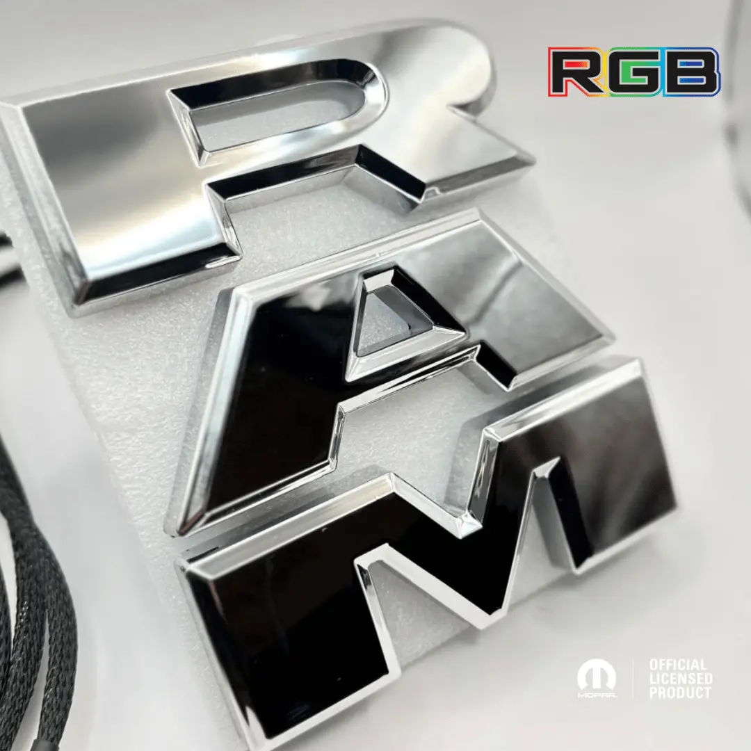 MOPAR Official Licensed 2019-2023 RAM 1500 RGB LED Illuminated Grille Emblem Chrome Finish Dual Controlled