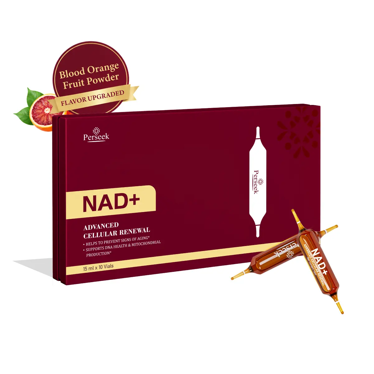 Perseek NAD for Anti-Aging – 1200mg Advanced Cellular Renewal | Enhances Skin, Energy & Focus – 10 Vials