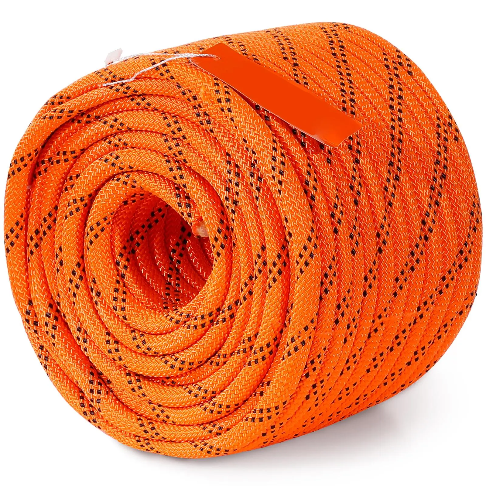 Dual-Weave Polyester Cord, 3/8 inch by 120 feet, 48-Strand, 4000 Pound Tensile Strength, Multi-Use Rope for Arborist Activities, and Outdoor Adventures, Orange/Black