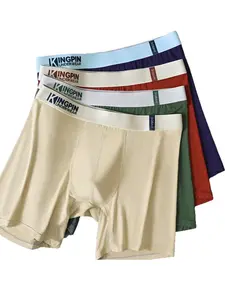 4 PACK Men's Bamboo Fiber Boxers Set, Moisture-Wicking Long Boxersbriefs, Sporty Mid Waist, Comfortable Daily Wear, All Seasons, Soft Breathable Underwear