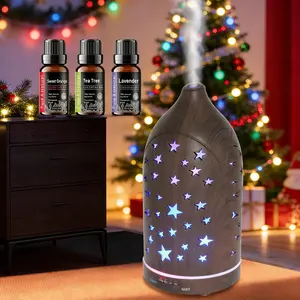 Star Hollow Essential Oil Diffuser Hollow Ultrasonic Aromatherapy Diffuser 7 Color LED Lights, Quiet & Auto Shut Off