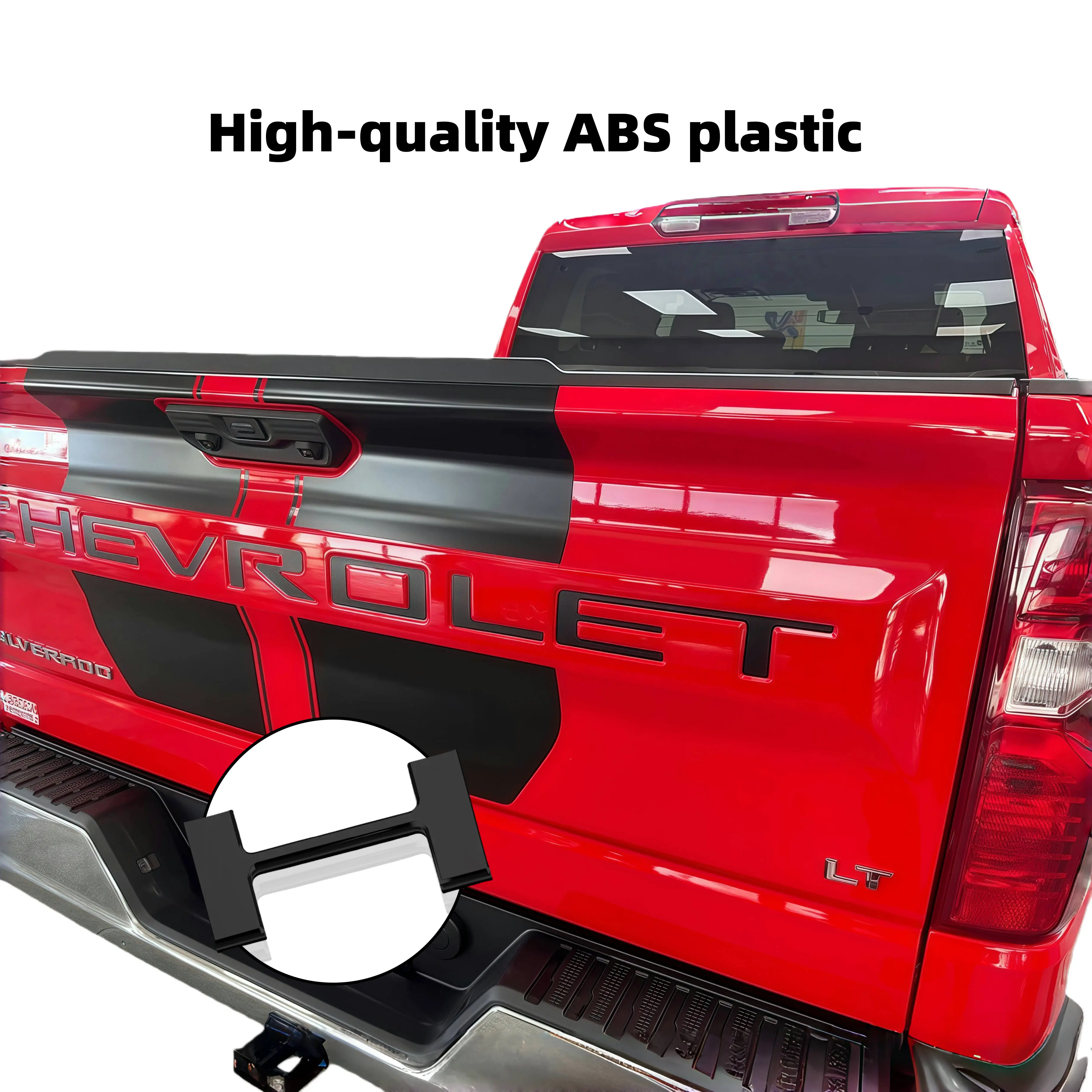3D Premium Tailgate Lettering Insert for Chevrolet Silverado 1500/2500 2019 2020 2021 2022 2023 2024 2025 Models. Made of durable ABS plastic, fade-resistant coating, strong adhesive and car wash-resistant coating, matte black