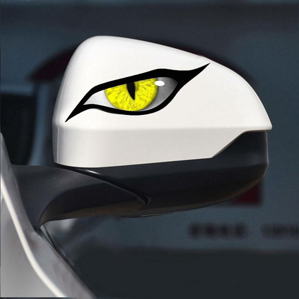 3D Simulation Cat Eye Sticker, Devil's Eye Rearview Mirror Decal, Simulation Personalized Creative Scratch Cover Car Sticker
