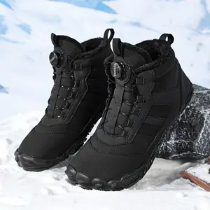 Women's hiking boots, outdoor winter warm hiking shoes, non-slip and wear-resistant rubber sole, barefoot five-toe round toe design, women's winter shoes, suitable for extremely cold weather.