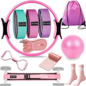 11 PCS Pilates Kit for Home Workouts Women – Includes Pilates Ring & Ball, 3 Fabric Resistance Bands, Hip Thrust Belt, 8-Shaped Band, Yoga Strap, Sticky Socks, Stretching Band, Carry Bag & Manual