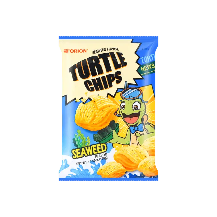 Orion Korean Crunchy Savory Seaweed Turtle Chips, 160g Ambient Snacks - Unique Crisps & Puffed Snack for Adults, Watch Party Treats, Crispy Crisps & Puffed Snacks