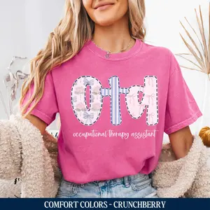 Occupational Therapy Assistant Shirt, Comfort Colors® OTA Shirt, Floral Bow Occupational Therapist Assistant Tee Fabric Fit Top Womenswear