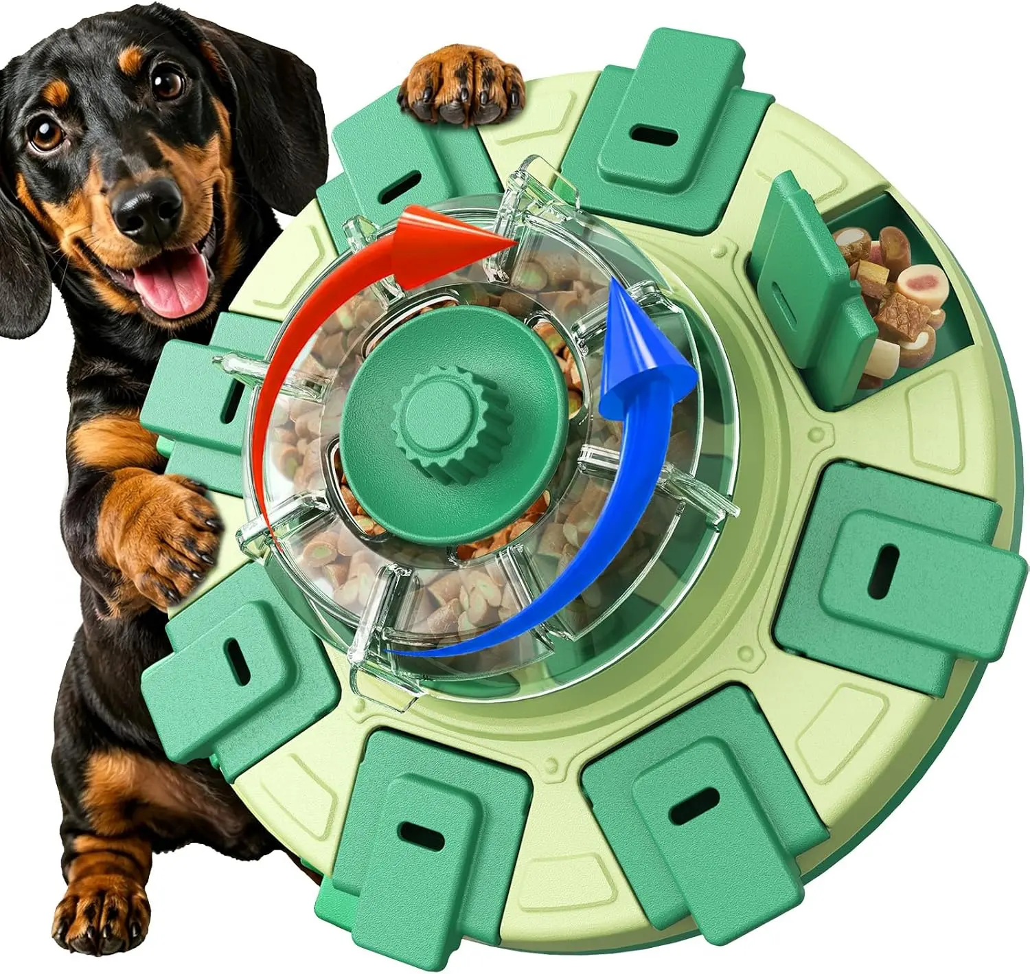 KADTC 2-Level Dog Puzzle Toy, Spin-to-Release Slow Feeder, Enrichment Toy