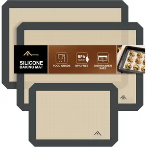 Baking Mats 3 Pack - Non-Stick   Baking Sheets for Oven - Cookie & Macaron Mats - 2 Half Sheet + 1 Quarter Sheet - , Dishwasher Safe
