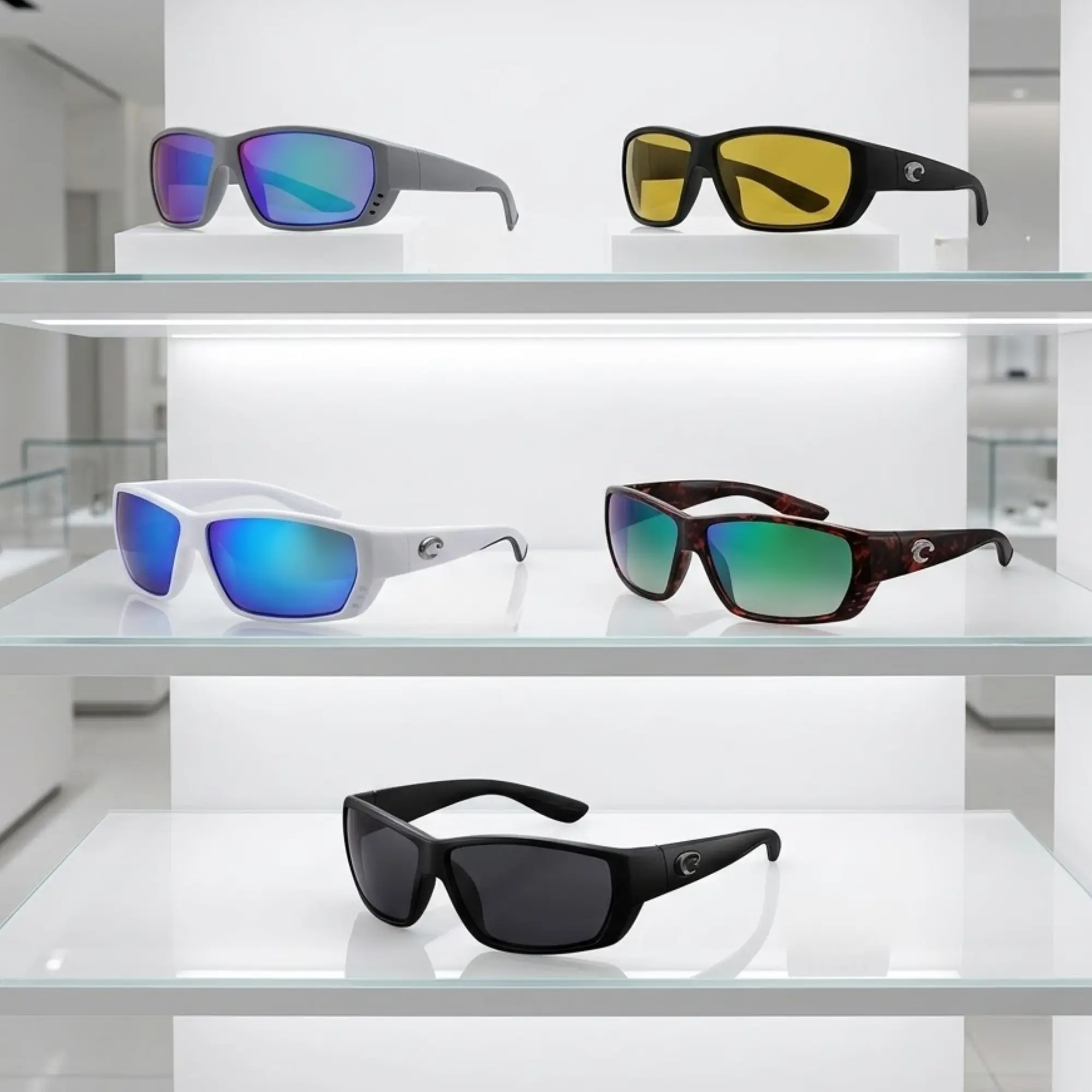 Multicolor Costa Del Mar Fantail Polarized Sunglasses 580G Glass Lens UV400 Protection Fishing Boating Sun Glasses size 59