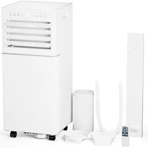 COWSAR 8K/10K BTU Quiet Portable Air Conditioner, 4-IN-1 EasyCool Home AC Unit for Room up to 350 Sq. Ft with Dehumidifier & Fan Function, Remote Control, 24H Timer, Easy Install Kit for Apartment Bedroom, White