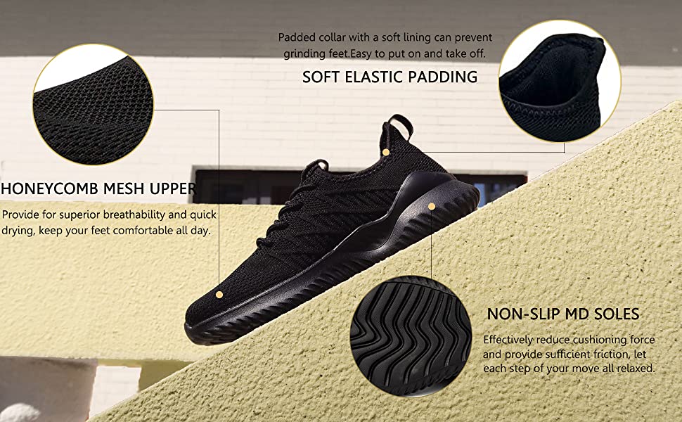 Lightweight Knit Sneakers for Women | Breathable Slip On Tennis Shoes | Casual Gym Walking Athletic Shoes