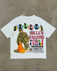 New Harajuku Retro Military American Soldier Print T-Shirt Men's Summer Cotton Street Trend Hip-Hop Women's Short Sleeve