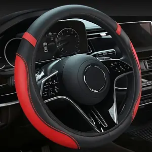 PU Leather Steering Wheel Cover Without Inner Ring, Dual Color Stitching Design, Anti-Slip, Universal Fit for Cars Trucks Suvs, Comfortable Grip, Car Accessories